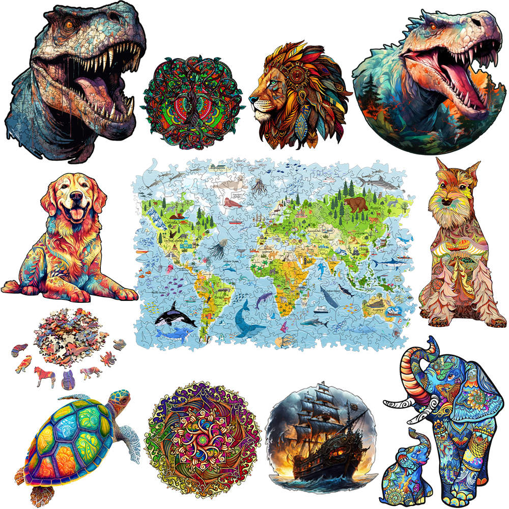 Puzzle Map World - DIY Holzpuzzle für Kinder und Erwachsene,