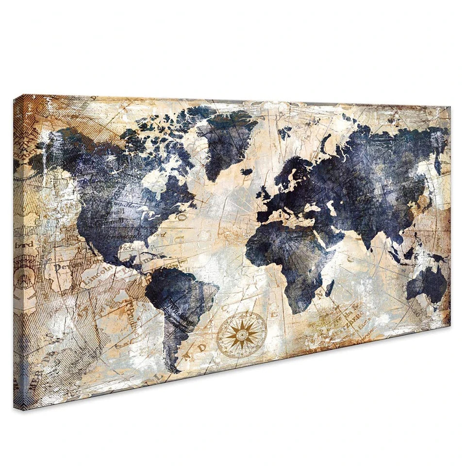Puzzle Map World - 5D Diy Diamant Malerei Weltkarte Retro