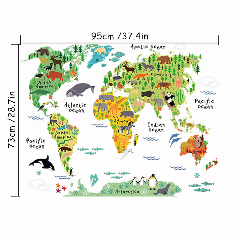 Cartoon Tier-Weltkarte Vinyl-W – Puzzle Map World Bewertung und Preis